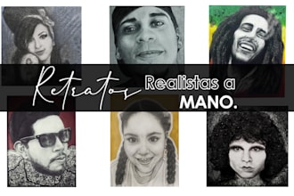 dibujaré a mano retratos realistas con grafito y pinturas acrílicas