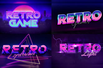 make 80s retro logo with vintage synthwave style for you