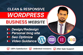 build topnotch modern and responsive wordpress website for business or blog site
