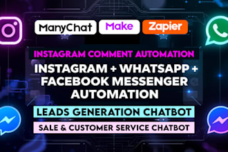 set up instagram dm automation, whatsapp, fb messenger ai chatbot with manychat