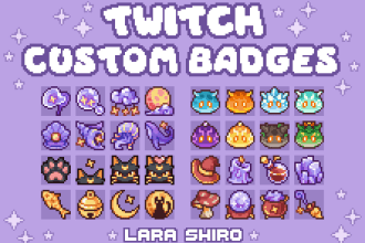 draw pixel art twitch sub or bit badges for you