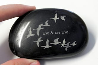 laser engrave your name, text, or line art onto a black stone and MAIL it to you