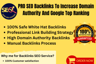 create pro SEO backlinks to increase domain authority and google ranking