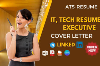 do professional IT,  tech,  executive and scram master resume and cover letter