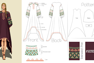 make completely detailed tech packs and flat illustrations