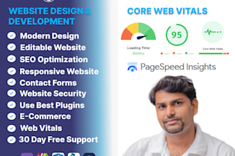 do wordpress website design and development with best of web vitals, UI UX, SEO