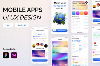 design modern mobile app UI UX for IOS and android