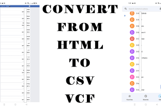 convert your facebook contacts file from HTML to CSV , vcard , xlsx