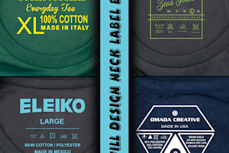 design neck label, clothing label, price tag with a bar code