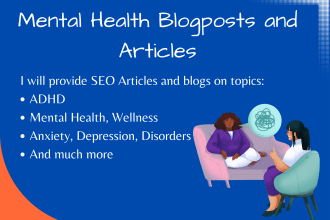 write SEO health care, mental health blog posts and articles