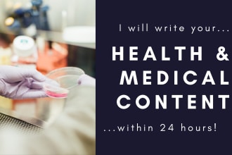 write healthcare articles and blog posts within 24 hours
