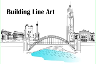 draw details line art sketch illustration of any product, house or building