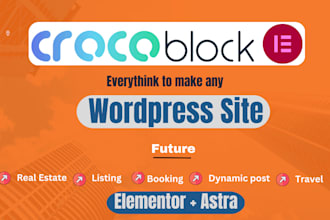build dynamic wordpress website using crocoblock, elementor, jet plugins