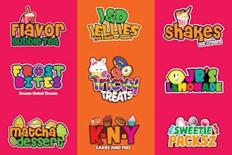 design candy, chocolate, bakery, sweets, food or colorful logo design