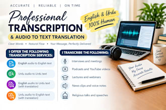 do english and urdu audio transcription and translation