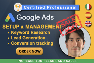 setup and manage PPC google search ads adwords sem campaigns