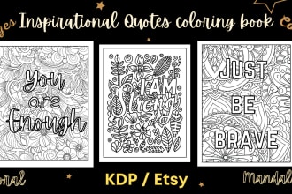 design positive inspirational quotes coloring pages and cover