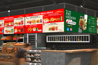 design custom digital menu board for your restaurant or cafe