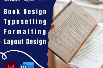 do book formatting book layout design and typesetting in english arabic or urdu