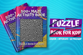 create puzzle book for KDP, sudoku word search maze activity book