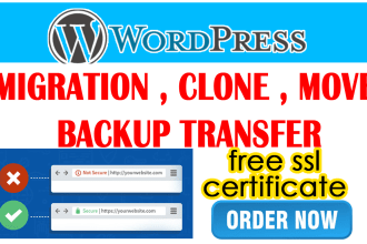 migrate the wordpress website or move, transfer, or backup