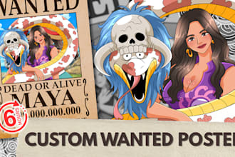 one piece style wanted poster from your photo in 6 hours