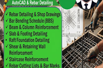 professional rebar detailing, bar bending schedule and shop drawings