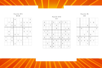 create custom sudoku puzzles for amazon KDP or etsy