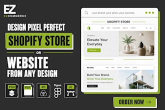 design or convert figma PSD xd or ai to shopify store or website