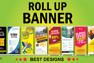 do recreatable roll up and stand banner design in 24 hours