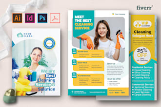 design professional, cleaning brochure postcard, and flyer