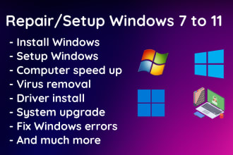 fix, setup, repair and troubleshoot windows 7 to 11 remotely
