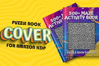 make puzzle book cover design, puzzle activity book for KDP