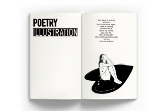 illustrate black and white illustrations for a poetry book