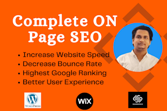 do complete website on page SEO and optimize your website