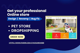 design highly profitable pet shopify store pet dropshipping store pet website