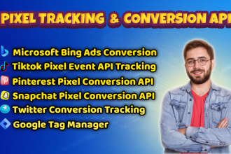 set up tiktok conversion API, snapchat, pinterest  and GTM server side tracking