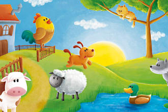 create fun and playful children book illustrations