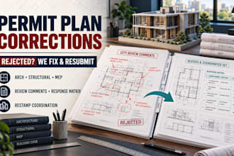fix rejected architectural permit drawings and address city comments