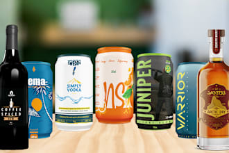 design wine bottle labels and beer, vodka, whisky label