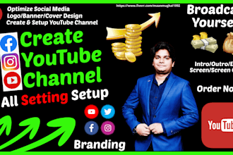 setup youtube channel, create, logo, banner, intro outro