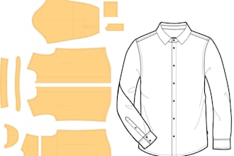 design clothing apparel technical flats sketch and pattern