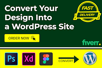 convert xd PSD figma to wordpress responsive website design