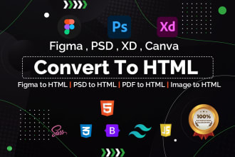 convert figma,psd to html css bootstrap, responsive website