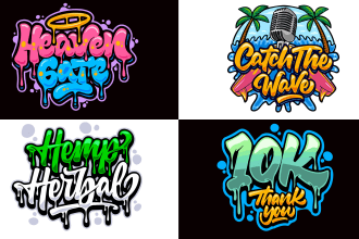 draw hand lettering typography style or font logo