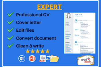 design professional write, CV, resume, cover letter template