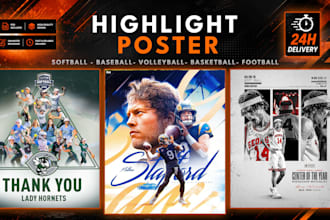 design posters for football, basketball, softball players