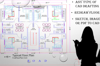 draw simple and complex autocad 2d floor plan