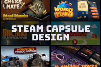 design steam capsule design for game and marketing banner