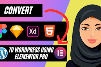 convert figma, xd, sketch, PSD, HTML design to responsive elementor wordpress